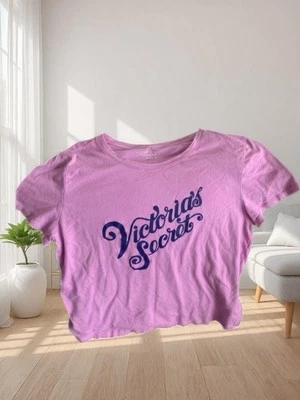 Pre Owned Women’s Victoria’s Secret Script Logo T Shirt Sz Med Tee Shirt Pink - Image 1 of 4