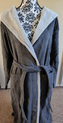 MY HOME Bademantel Sauna Spa  neu S Unisex Damen Herren Anthrazit grau Baumwolle