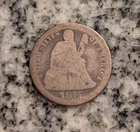 US 1875 Seated Liberty dime silver coin circulated
