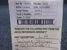 0712526-1 Cessna 182Q LH Tailcone Stringer