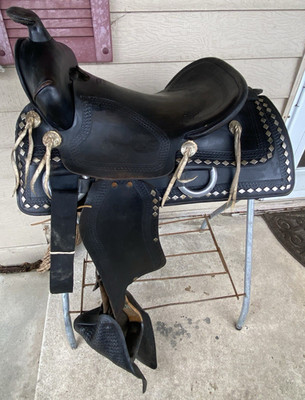 Vintage/Antique 15.5'' Simco Western  saddle w/silver diamonds, tapaderos