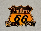 VINTAGE 12” PHILLIPS 66 PORCELAIN SIGN CAR GAS OIL TRUCK MOTORCYCLE