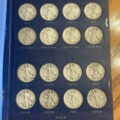 1916-1940 Walking Liberty Silver Half Dollars 45-Coin Set Whitman Album Complete