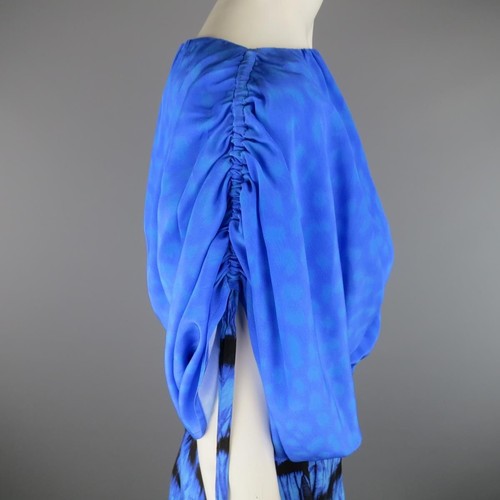ROBERTO CAVALLI Size 2 Blue Black Cheetah Tie Dye Silk Dress - Picture 4 of 10