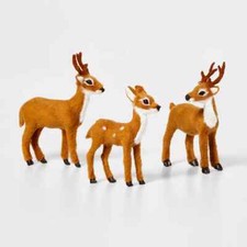 Wondershop 3 Faux Fur Deer Set Decorative Christmas Figurines Brown Mantel