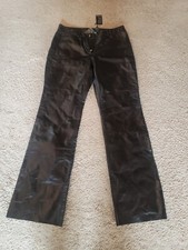 NWT Express Black Genuine Leather Straight Leg Pants Sz 9/10 34x32
