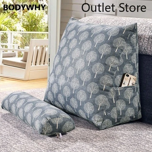 Cotton Linen Triangular Backrest Sofa Cushions Bed Rest Pillow Back Large Size