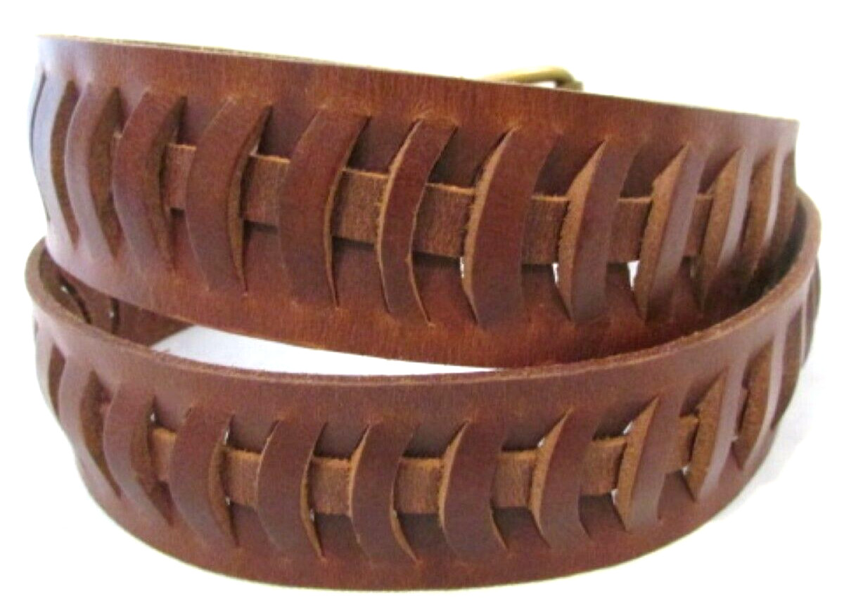 Old Navy Size Medium 2 Prong Brown Cut-Out Belt