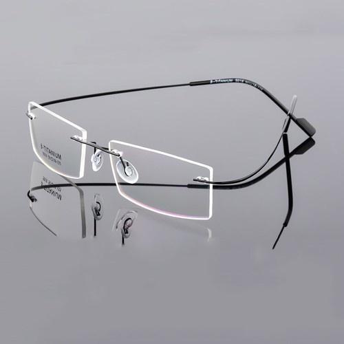 Metal Square Anti Blue Light Nearsighted Glasses Unisex Rimless Myopia Glasses - Picture 16 of 33