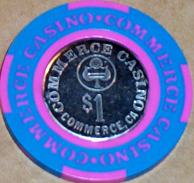 Old 1 COMMERCE CASINO Casino Poker Chip Vintage Antique BJ Mold