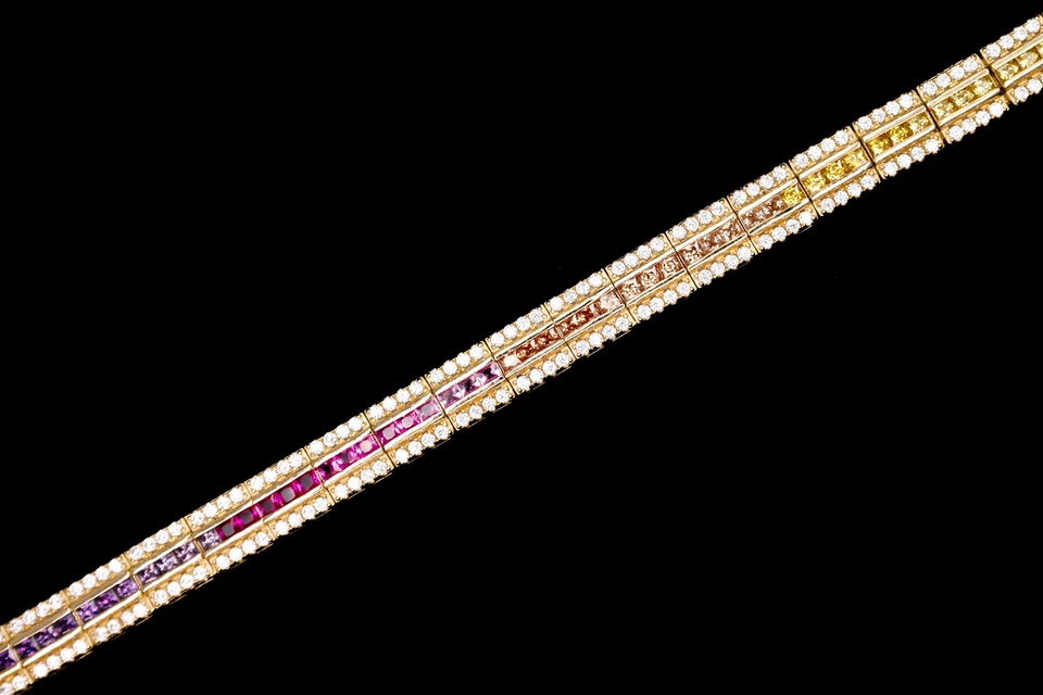 Теннисный радужный браслет 12tcw Princess с несколькими драгоценными камнями серебро 925 пробы 6,5 мм - Изображение 2 из 4