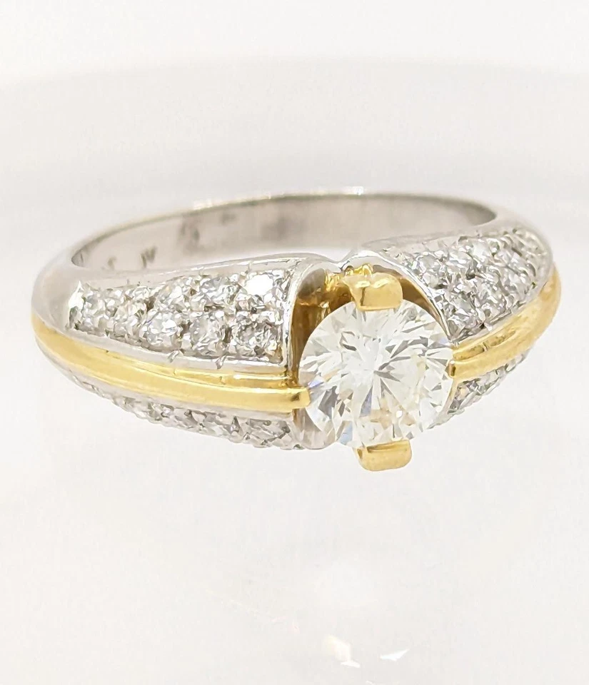 Anillo facetado de 2 tonos con racimo de diamantes de platino 33 1,8 quilates TW 950 para caballero talla 7 Foto 3 de 4