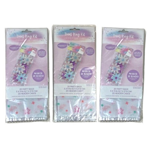 Kit de bolsa de golosinas transparentes de unicornio de 60 quilates bolsas para favores de fiesta de 5 x 11 pulgadas - Imagen 1 de 3