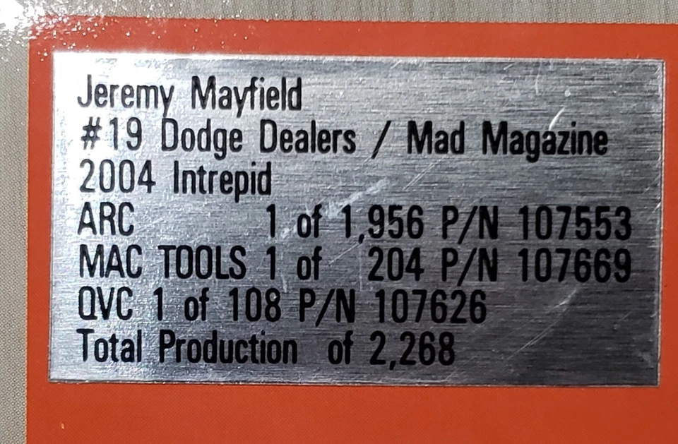 Jeremy Mayfield #19 Dodge Dealers/Mad Magazine 2004 1/24 fundido a presión 1 de 108 QVC Foto 4 de 4