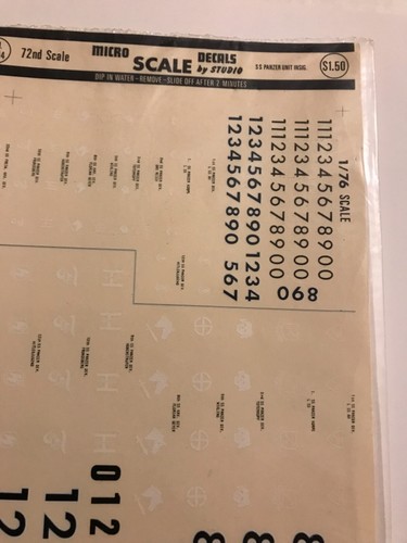 DEUTSCHER SS PANZER Panzer MILITÄR Micro Scale DECALS: Krasel Modell, RPG Vintage - Bild 2 von 5