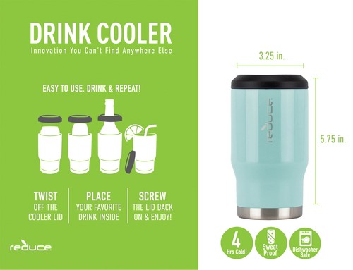 Reduce Stainless Steel Cold-1 Bottle/Can Cooler, Cayenne - Picture 8 of 8