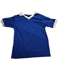 Vintage 80s Swingster Athletic Player Blue V-Neck Tee T-Shirt S/M Uniform Youth
