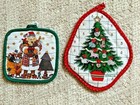 Set of 2 Christmas Pot Holders - New - Holiday Season Kitchen Cooking Santa Xmas