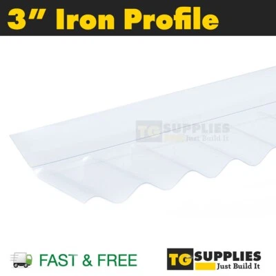 TG SUPPLIES 3" Clear PVC Wall Flashing For Corrugated Roofing Sheets Iron Profile 76/18mm