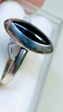 CUTE BLACK ONYX IN STERLING SILVER.925 RING SIZE 7.0-7.25 
