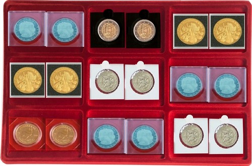 Alu-Großer-Münzkoffer-Diamant Look-&-münztableaus IN Blu Rosso Scuro - Foto 62 di 171