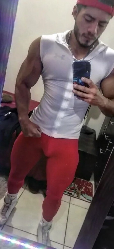 Men Under Armour Shiny Red Spandex Compression Tights 3XL