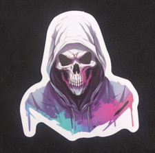 Colorful Cool Creepy Evil Skeleton Sticker 2.38" x 2.18" AG