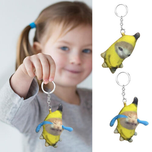 Crying Banana Key Chain Cat Plush Pendant Cute Banana Cat Doll With Sound