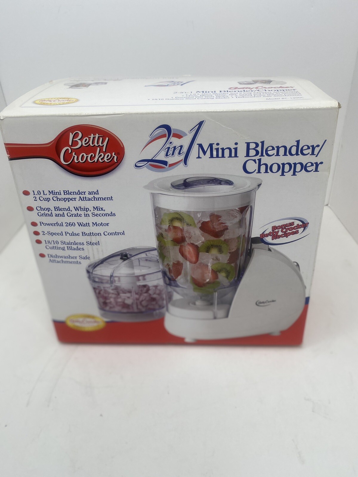 Betty Crocker 2 In 1 Mini Blender/ Chopper New In Box