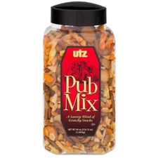 Utz Pub Mix, 44 oz, Kosher, Seasoned Pretzel Twistix Pretzel Stix Chips Crackers