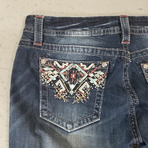miss me jeans women's 32 mid rise easy crop blue stretch denim pants 36x29 - Picture 7 of 13