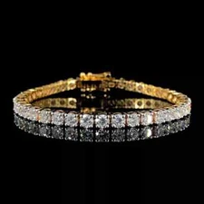 12Ct Round Cut Lab Created Diamond Tennis Bracelet 14K Yellow Gold Plated 7.5"