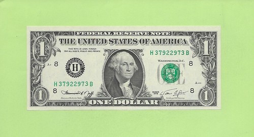 1974 ..UNCIRC $1 H 3792 2973 B .... RADAR READS SAME FORWARD/BACK