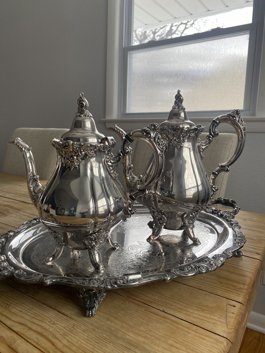 Wallace Baroque Silverplate #281, #282, #293F: Teapot, Coffee Pot