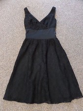 WOMENS sz 2 NINE WEST DRESS BLACK LACE silk belted EVENING WEAR GORGEOUS! EUC