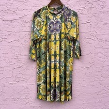 Free People Swing Dress Rayon Tortoise Floral Paisley Baroque Print Size XL