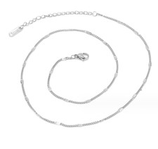 Women Gold Silver 316L Stainless Steel Flatten Chain Choker Necklace 16-18" PE11