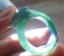 Certified Icy Blue Water 100 A JADE Jadeite Dragon RING USA. 12.5      688659 AS