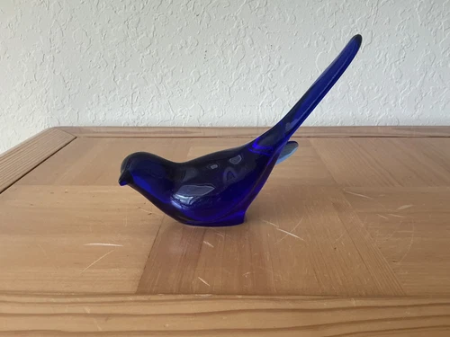 Vintage Fenton Cobalt Blue Dove Glass Bird