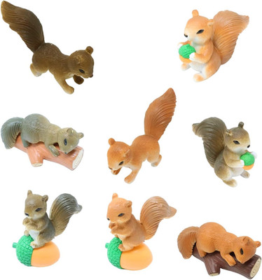 8Pcs Cute Realistic Miniature Squirrel Figures Ornaments, Mini Squirrel Fairy Ga
