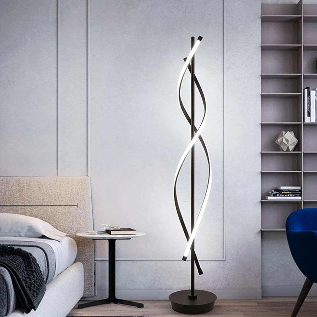 40W LED Modern Floor Lamp Remote Control Dimmable Spiral Floor Lamp Indoor Tall