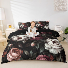 Retro Peony Duvet Cover King Size Chic Flower Floral Comforter Cover Botanical L