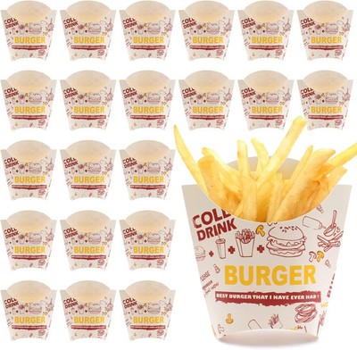 100PCS French Fry Box French Fries Holder Cardboard French Fry Cups Paper Burger
