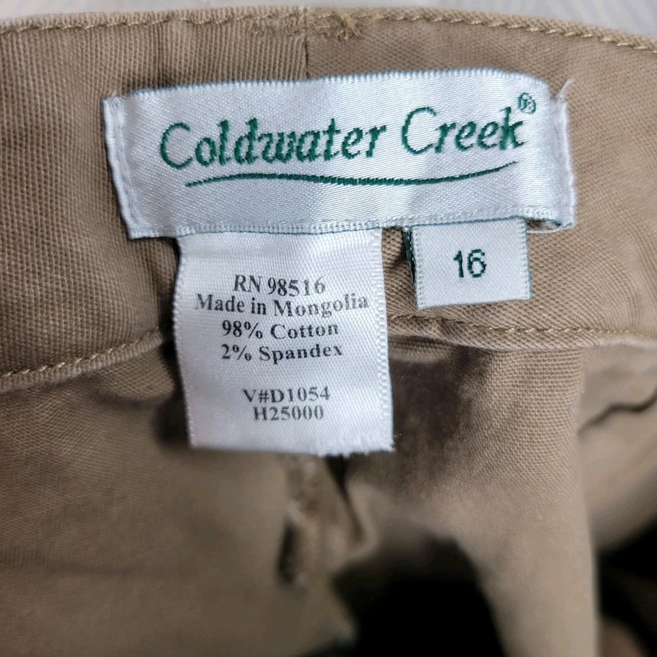 Pantalones Coldwater Creek Talla 16 Cintura Alta Pierna Ancha Marrón Tostado Pantalones Foto 4 de 4
