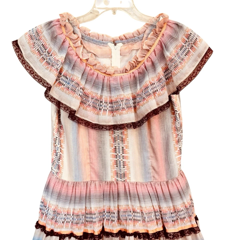 Vestido Rockabilly Western Vintage Años 70 Rosa Puesta de Sol Cuadrado Baile Círculo Completo M Foto 3 de 4