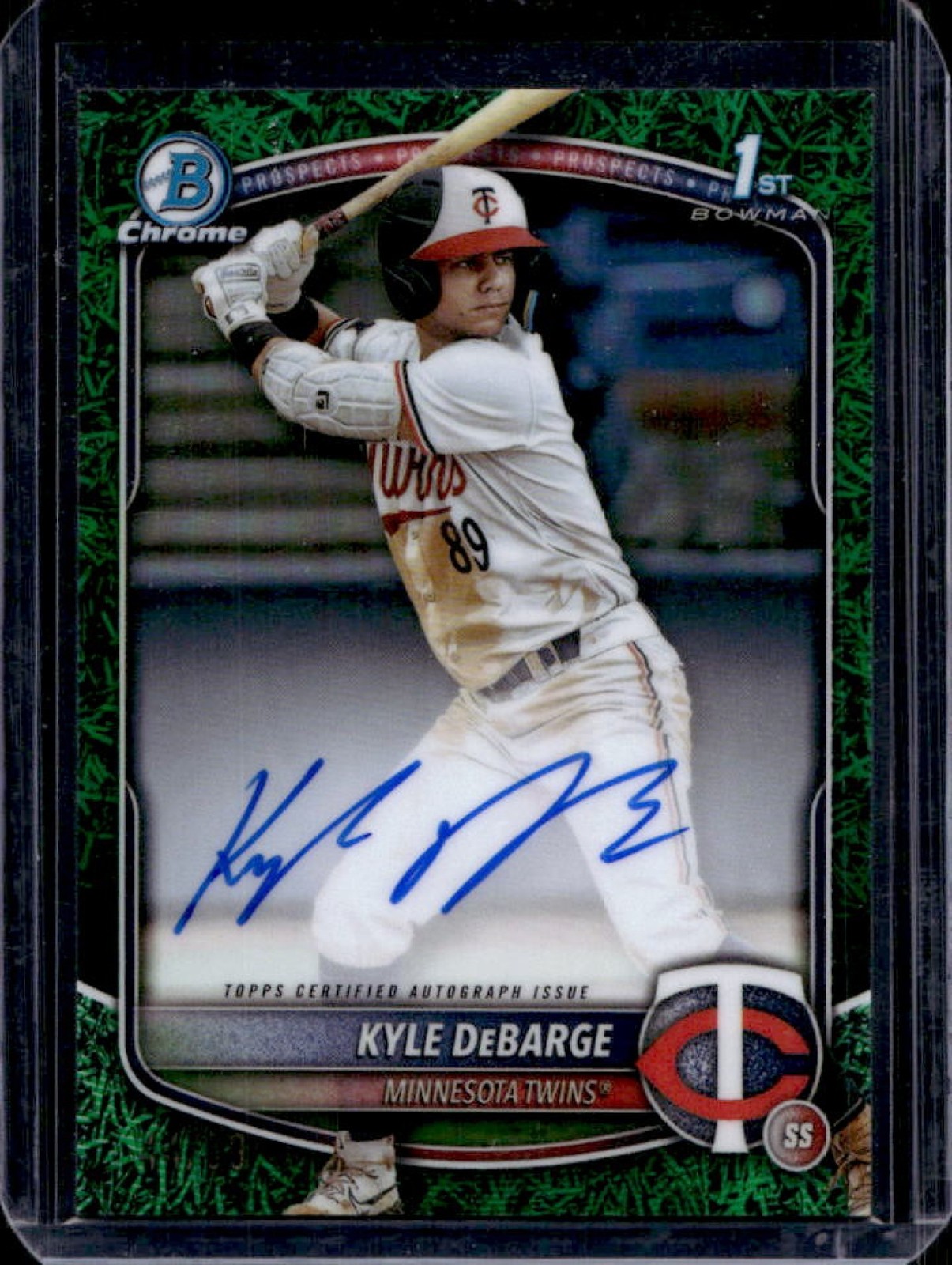 2025 Bowman Kyle DeBarge Chrome Auto Green Grass Refractor 1st #/99 Twins