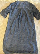 PHILOSOPHY Blue Denim Short Sleeve Roll Tab Shift Dress Pockets Womens  S