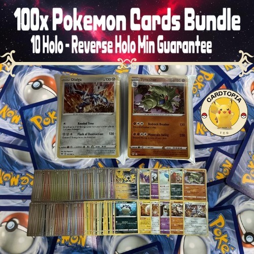 100xPokemonCardsBundlePackBulk-10Holo/ReverseHoloMinGuarantee