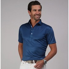 Collars  Co Semi Spread Collar Dress Polo Shirt Mens Navy Polka Dot Large NWT