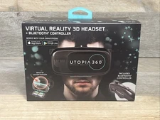 UTOPIA 360 3D Headset + Bluetooth Controller Virtual Reality 6.3" Max Height NIB